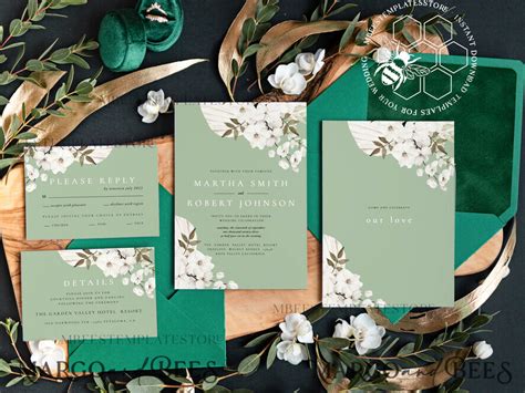 sage green wedding invitation background|Sage Green Wedding Invitation Set.